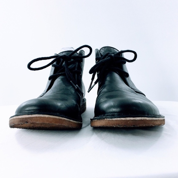 UGG Mens Chukka Boot Black Crinkled Leather Leighton Desert Shoe Crepe Sole 10.5 - Picture 3 of 13